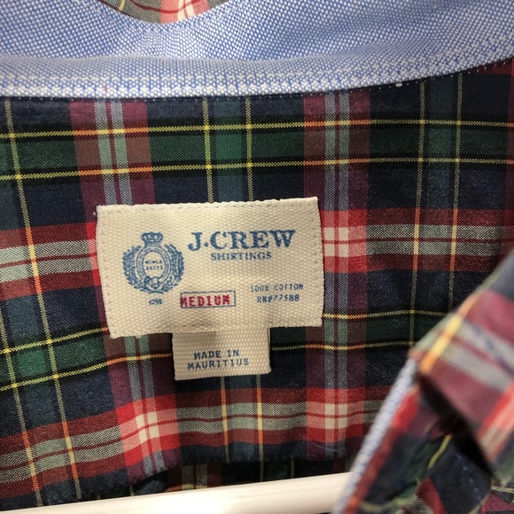 J. Crew red plaid button down shirt men’s size medium - Picture 3 of 4